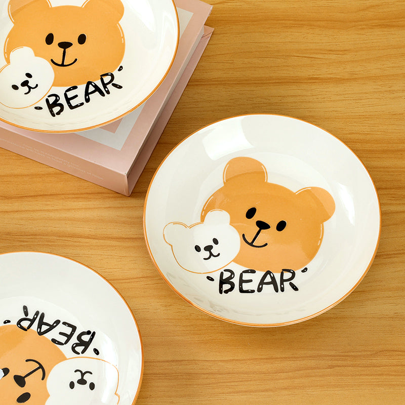 Printed 8-Inch Ceramic Plate – Cute Bear Design