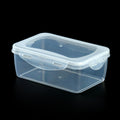 Clear plastic container with a lid on a black background